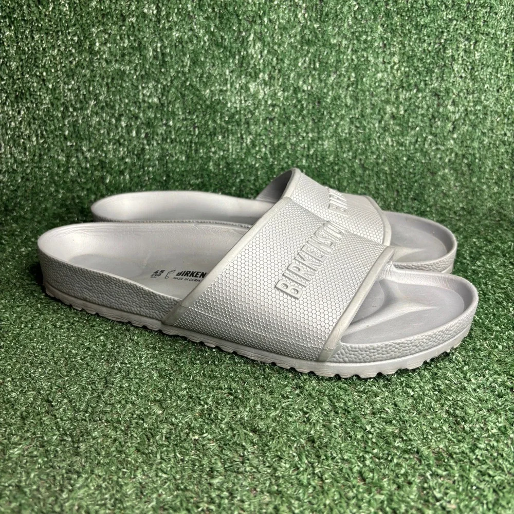 Birkenstock Barbados EVA Lightweight Waterproof Logo Slide Sandal Silver Mens 12